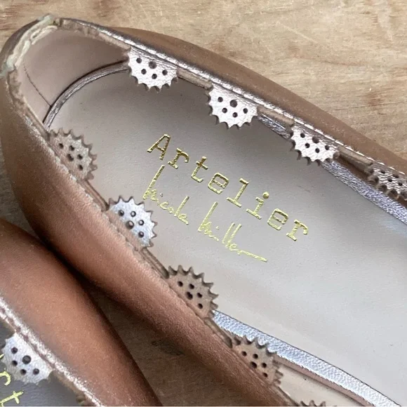 NEW Nicole Millier Artellier flats rose gold metallic open toe size 8.5 - Picture 5 of 10